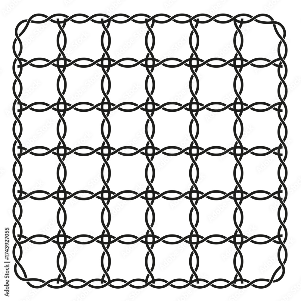 Fototapeta premium Woven square pattern. Chain texture motif. Interlaced Vector grid. Abstract repeatable element