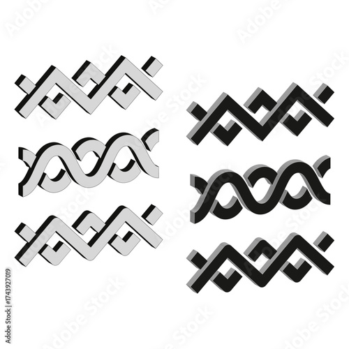Letter X shapes. Interlocking three D form. Abstract Vector element. Dark geometric object.