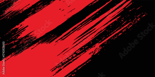Modern effect background. Distressed rough dark abstract textured. Black isolated on red. Graphic design element vintage style decoration concept grunge texture