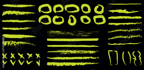 Vector Pack of Handwritten Marker Lines and Highlighters: Underlines, Arrows, Punctuation Marks, and Ticks for Creative Text Design
