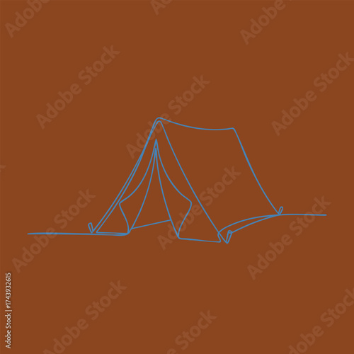 Minimalist Line Drawing of a Tent on a Plain with a Focus on Simplicity and Artistic Expression