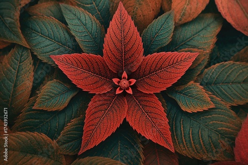 Wallpaper Mural Textured red star leaf pattern for abstract and natural backgrounds Torontodigital.ca