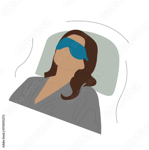 woman sleeping with blindfold.woman in blindfold eye mask on face sleeping in bed.
