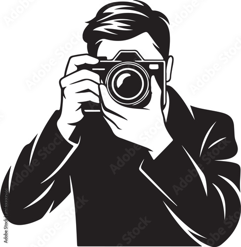 Professional photographer captures moment with vintage camera lens