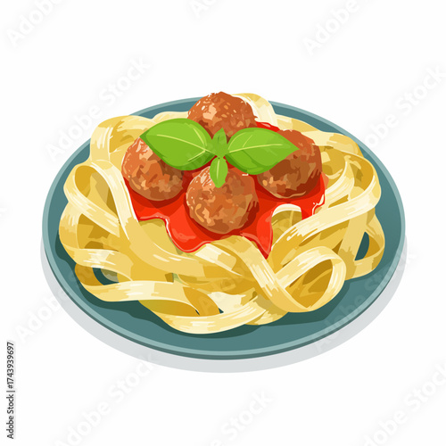 Pasta mit Tomatensosse und Fleischbällchen