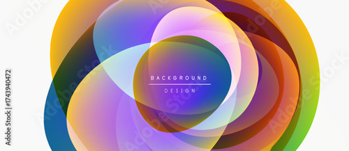 Abstract colorful circles overlap creating dynamic visual effect. Background features gradients, text reads background design.