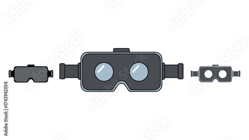 Virtual Reality Headsets and Viewers Flat Design Illustration