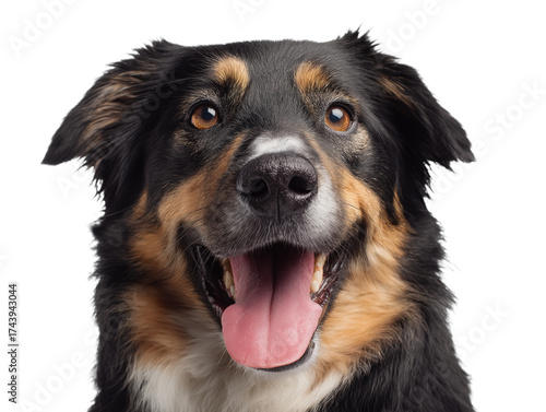 Pet dog, dog face close-up, happy cute smiling pet dog, pet dog portrait, isolated on a transparent background, professional pet photography