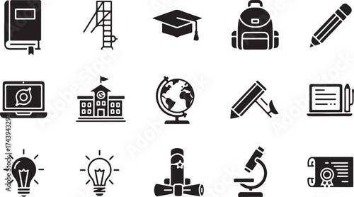 Comprehensive Education and Academic Study Icons