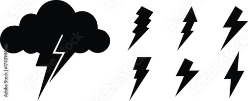 Dynamic speed line lightning bolt graphic elements collection