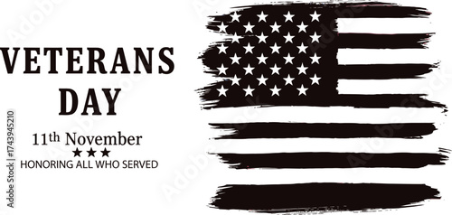 Veterans Day honoring all who served with a distressed American flag