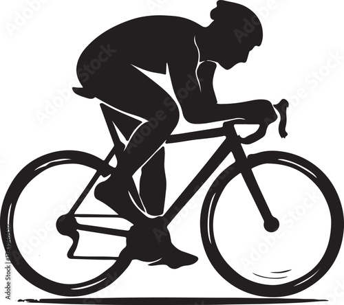“Professional Cyclist Racing Silhouette – Speed and Endurance Sports Design”