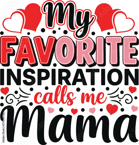 Expressive typography celebrating the beloved title "Mama" with heartwarming hearts and playful dots.