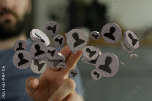 Hand reaching out to social...