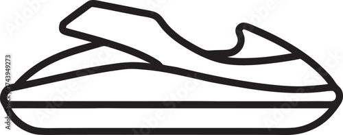 Simple Line Art Icon of a Jet Ski on a White Background
