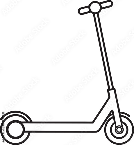 Simple Line Art Illustration of a Scooter on a White Background