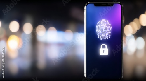 Smartphone fingerprint security on screen unlock mobile device securely using biometric screen scan
