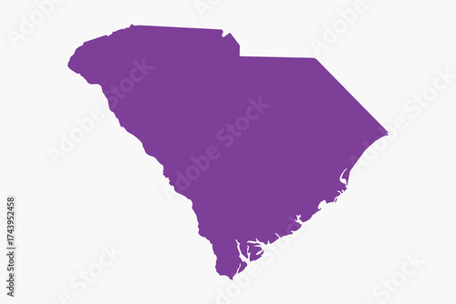 Vector graphic artwork suitable for print and web containing flat detailed map of SOUTH CAROLINA