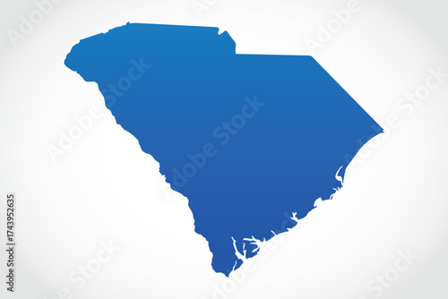 Vector graphic artwork suitable for print and web containing flat detailed map of SOUTH CAROLINA