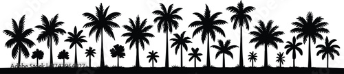 Horizontal beach tree jungle landscape border element vector illustration isolated on a white background
