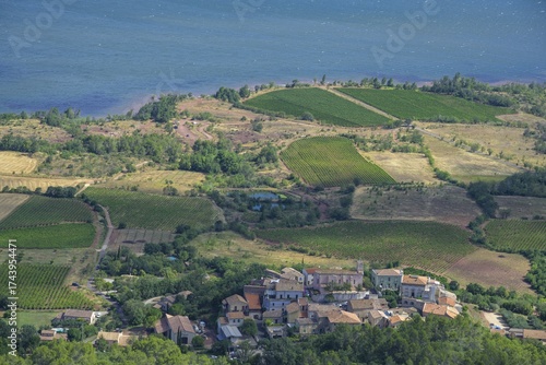 Wallpaper Mural View from Mont Liausson to the village of Liausson, Mourèze, Département Hérault, France Torontodigital.ca