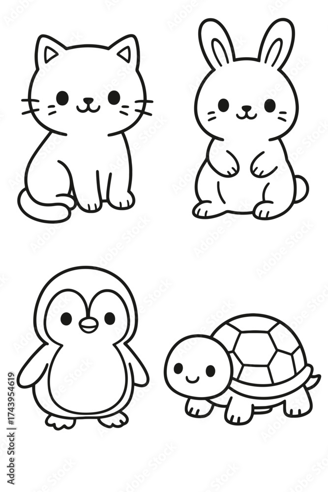 Fototapeta premium A fun collection of cartoon baby animal head icons a vector illustration