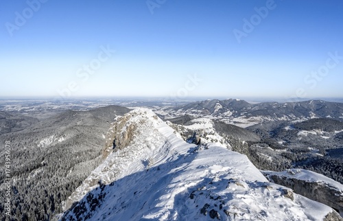 Wallpaper Mural Snow-covered mountain landscape, view of ridge and mountain panorama at Teufelstättkopf, Ammergau Alps, Bavaria, Germany Torontodigital.ca