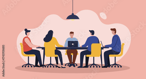 Diverse team collaborating in a modern business meeting room focusing on teamwork and discussion