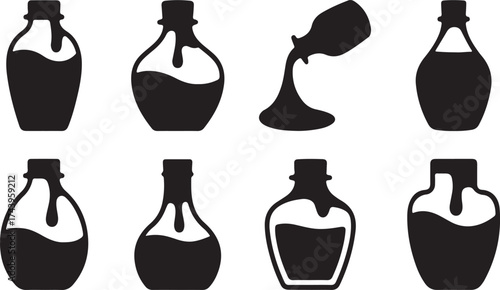 Potion Bottle Glass Container Flask Elixir Liquid Black Isolated Silhouette