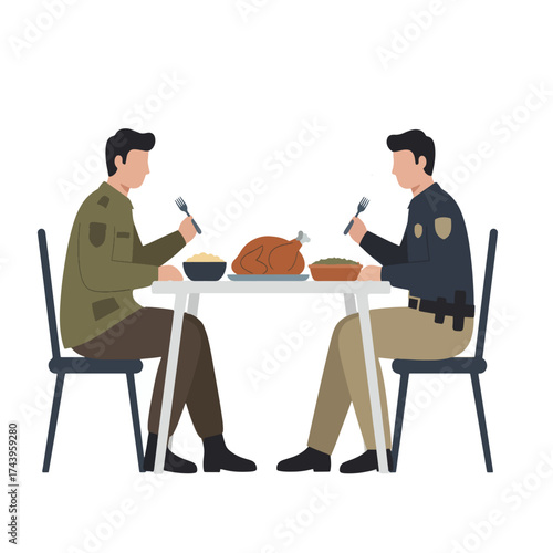 Thanksgiving Dinner Sharing with Police and Military