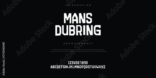 Mans Dubring Abstract Fashion font alphabet. Minimal modern urban fonts for logo, brand etc. Typography typeface uppercase lowercase and number. vector illustration
