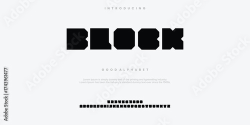Block Custom simple font. Alphabetical design typeface vector illustrations