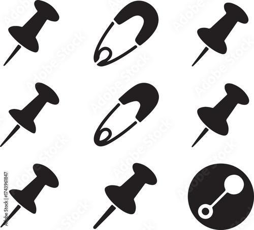 Pin And Safety Pin Silhouette Pattern Sewing Supplies Backdrop