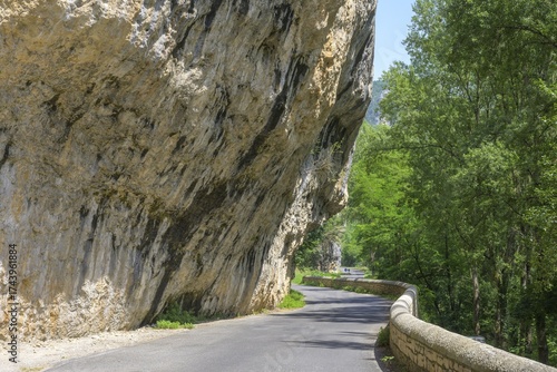 One-way road in the Tarn Gorge, Massegros Causses Gorges, Les Baumes Hautes, Département Lozère, France