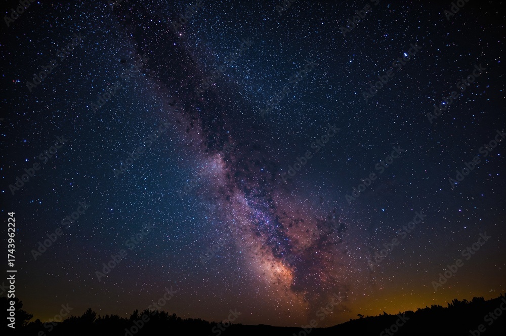 Fototapeta premium Night sky filled with stars and the Milky Way galaxy
