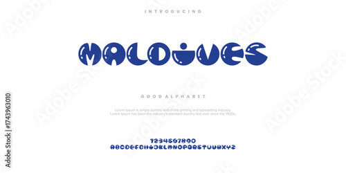 Maldives Abstract Fashion font alphabet. Minimal modern urban fonts for logo, brand etc. Typography typeface uppercase lowercase and number. vector illustration