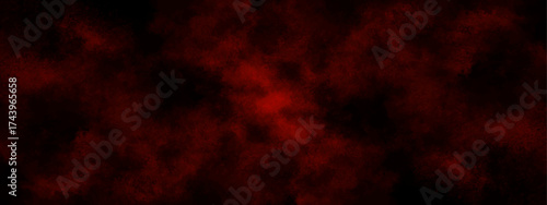 Red abstract smoky background. Vintage faded color background. Dark red fog texture on black. Dust powder explosion.