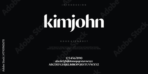 Kimjohn Modern minimal abstract alphabet fonts. Typography technology, electronic, movie, digital, music, future, logo creative font. vector illustration