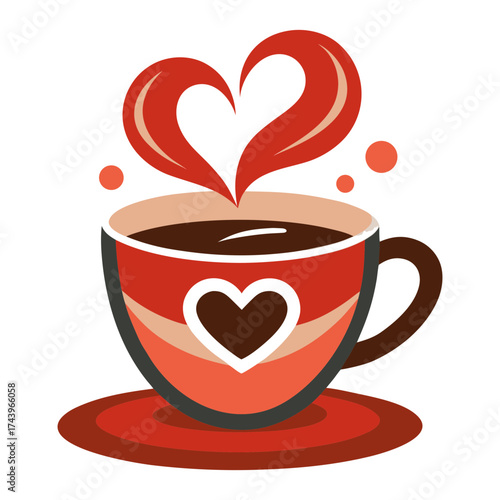 cup of coffee with heart style coffee cup for valentines mug style  