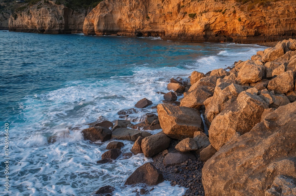 Obraz premium Durable rocks lining the shoreline