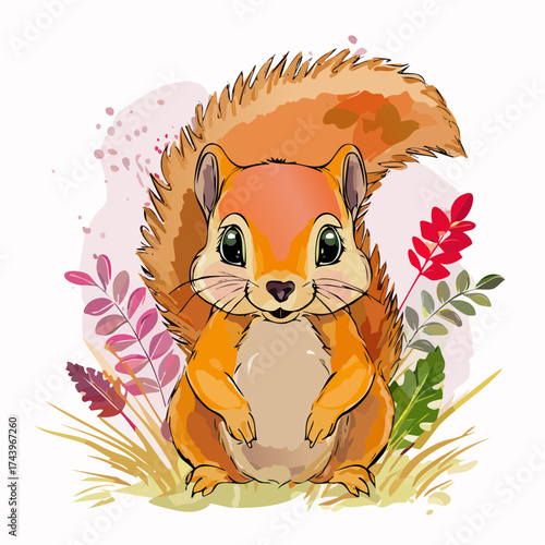Ein kleines Eichhörnchen-Jungtier sitzt auf einem Ast