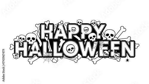 Spooky Halloween Greeting: A chilling Halloween message in black and white, featuring an arrangement of bones and skulls, sending shivers down the spine.