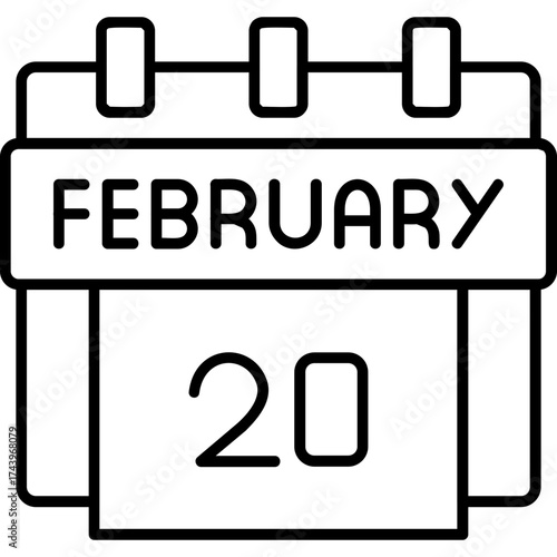 20th February Date Icon
