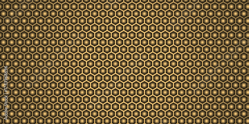 Luxury black and gold hexagon background with metallic texture and light shadow effect. Elegant modern design. Vector illustration. Eps10