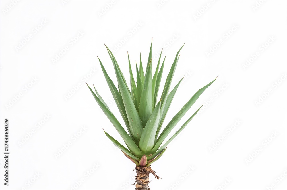 Fototapeta premium Single Agave Plant Against a White Backdrop