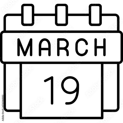 19th March Date Icon