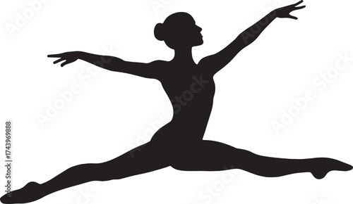 Gymnast Split Leap Silhouette – Elegant Athletic Vector Art"