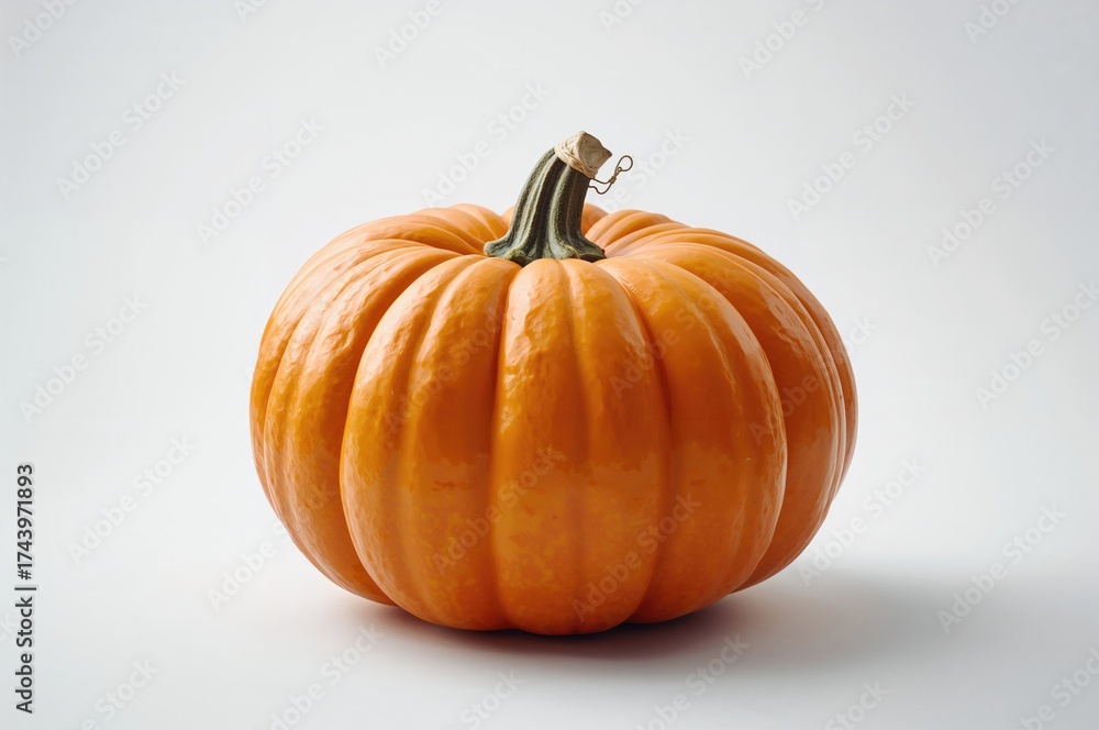 Obraz premium Bright orange gourd isolated on a clean white surface