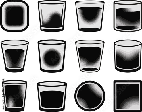 Set Shot Glasses Illustration Isolated on Transparent Background