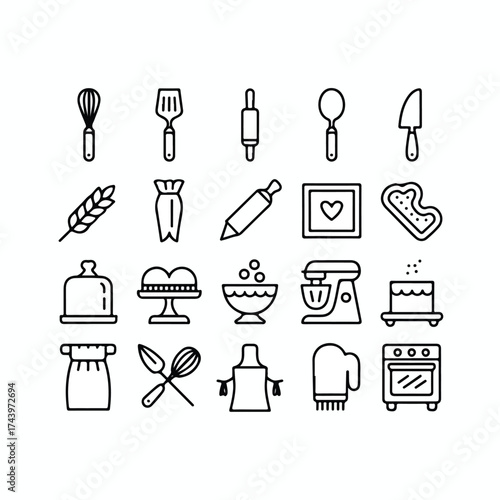 Collection of baking outline icons for your design